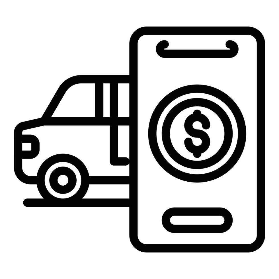 Online shop car icon, outline style vector