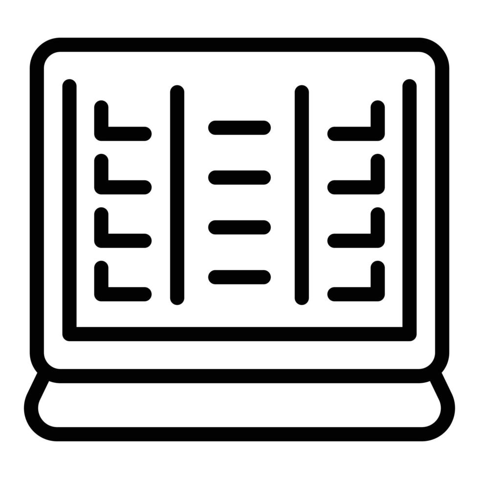 Computer task schedule icon, outline style vector