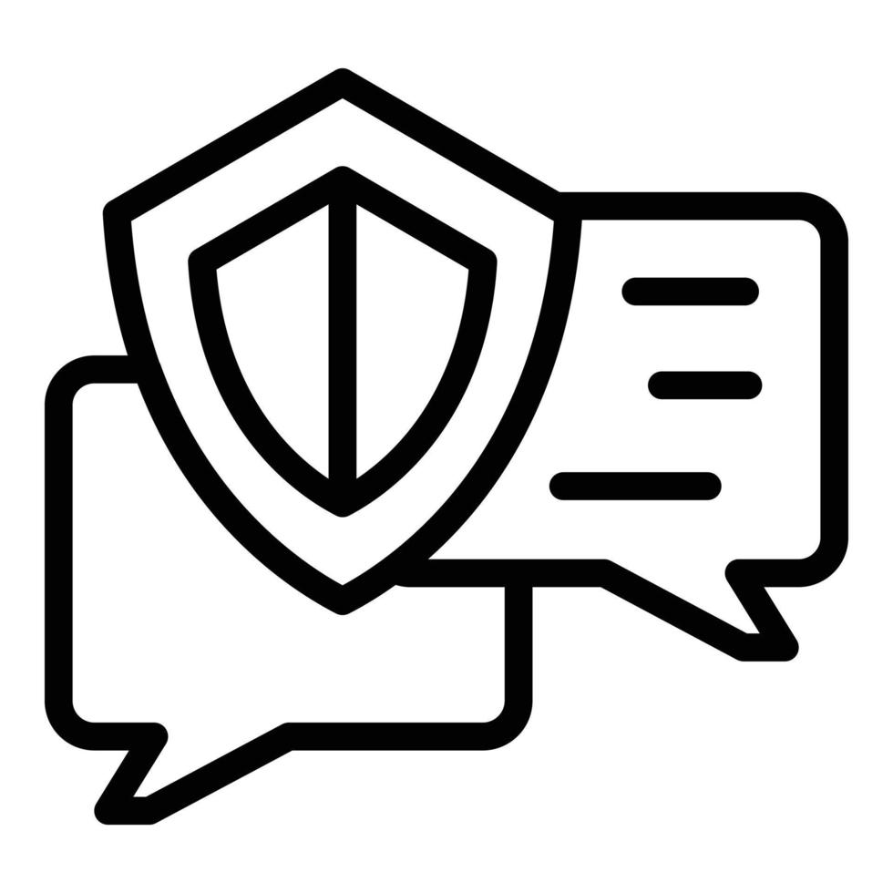 Secured chat icon, outline style vector