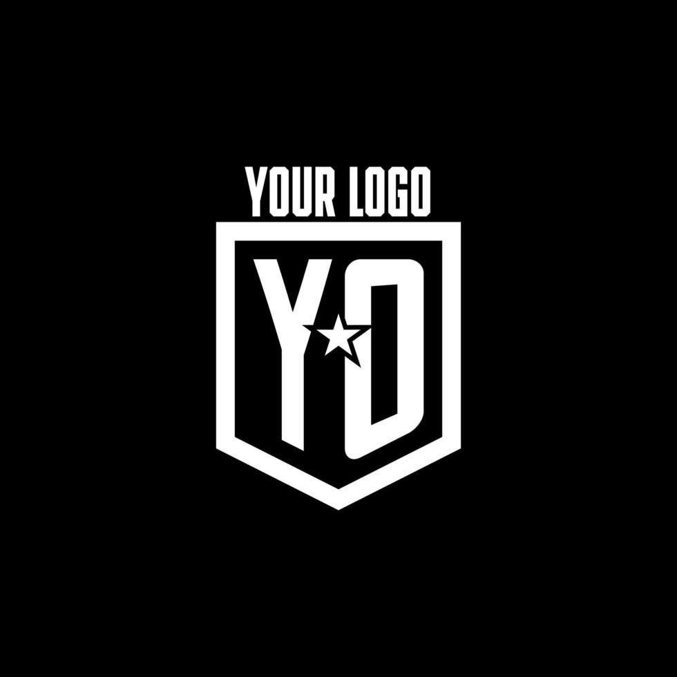 YO initial gaming logo with shield and star style design vector