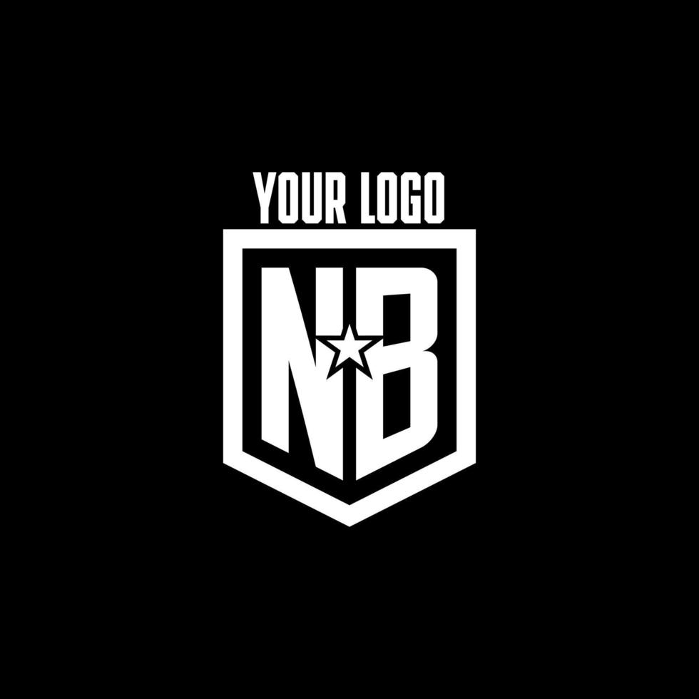 logotipo de juego inicial nb con diseño de escudo y estrella vector