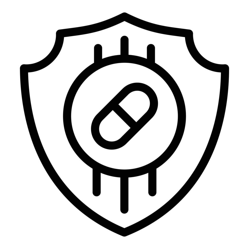 Antibiotic shield power icon, outline style vector