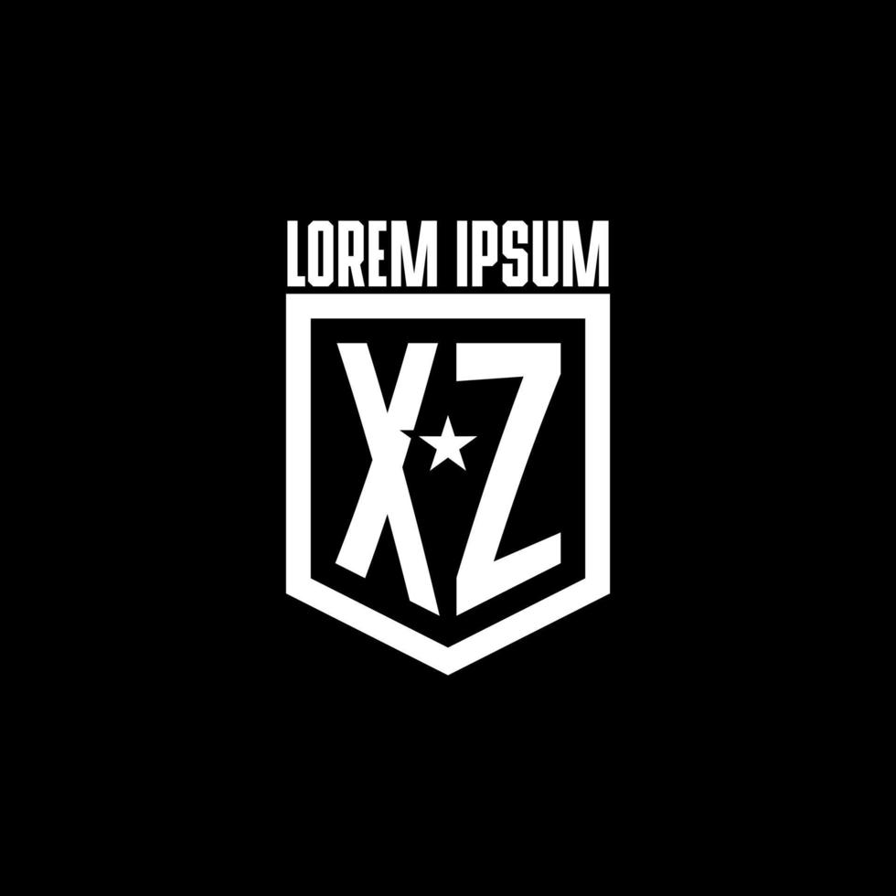 XZ initial gaming logo with shield and star style design vector