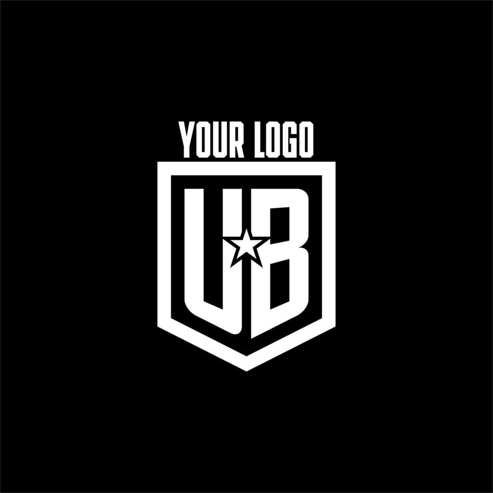UB initial gaming logo with shield and star style design vector