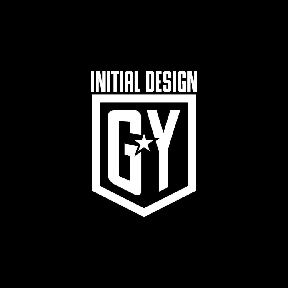 GY initial gaming logo with shield and star style design vector