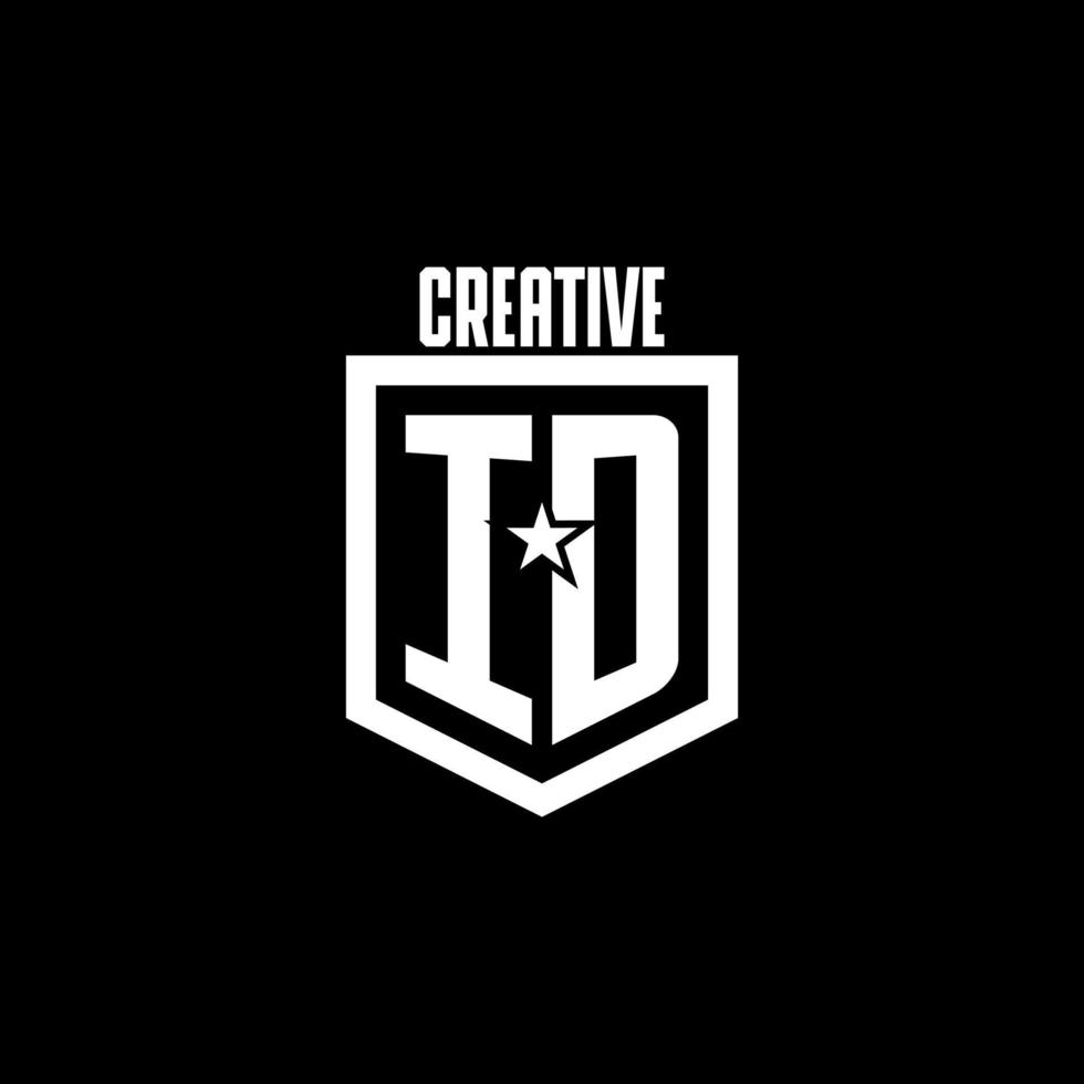 ID initial gaming logo with shield and star style design vector