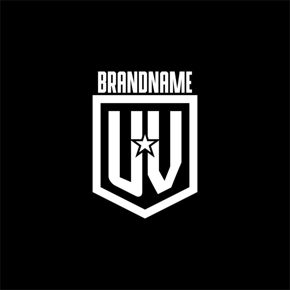 UV initial gaming logo with shield and star style design vector