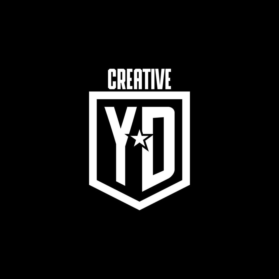 YD initial gaming logo with shield and star style design vector