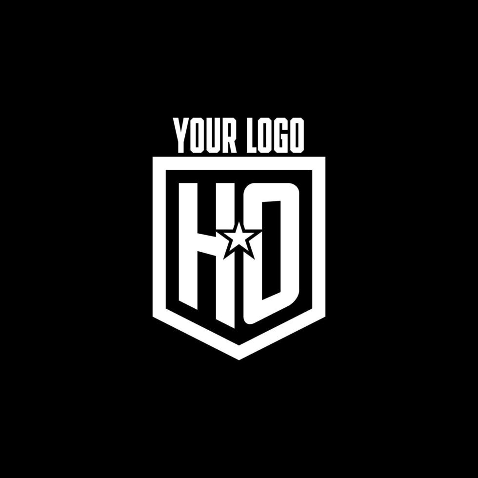HO initial gaming logo with shield and star style design vector