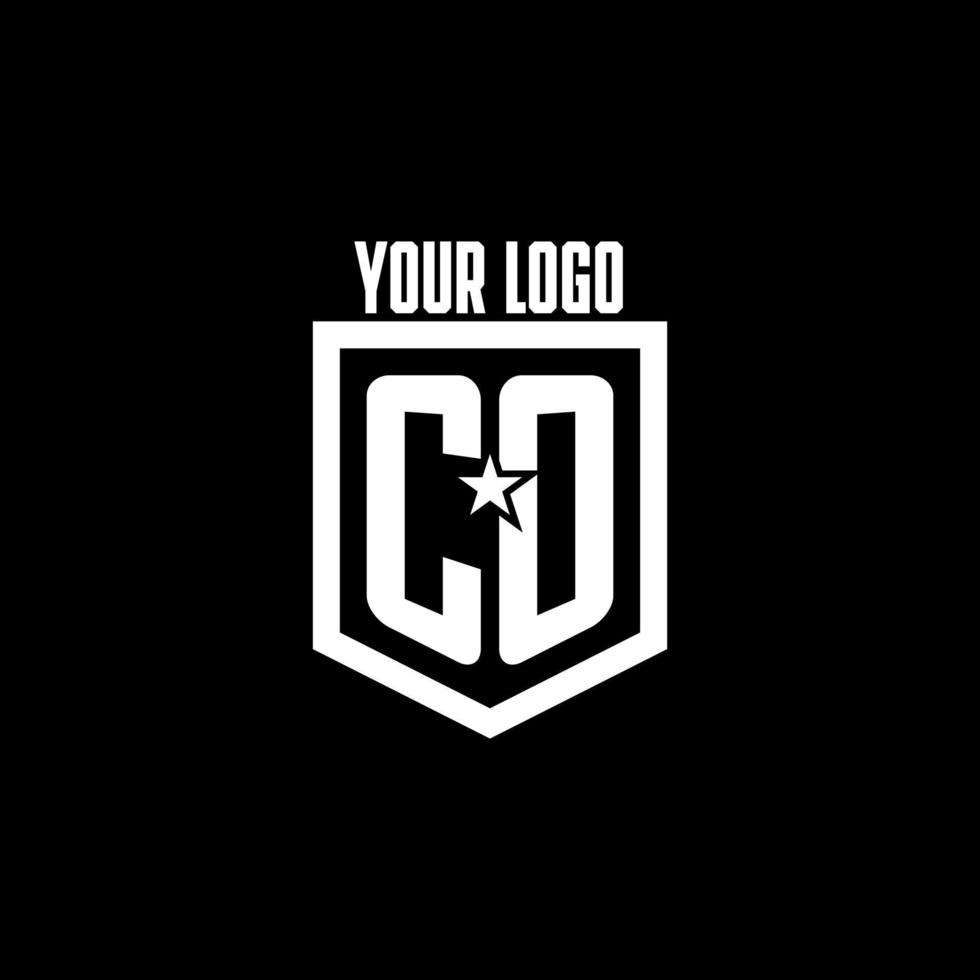 CO initial gaming logo with shield and star style design vector