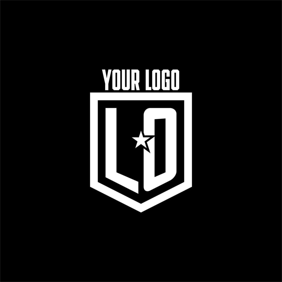 LO initial gaming logo with shield and star style design vector