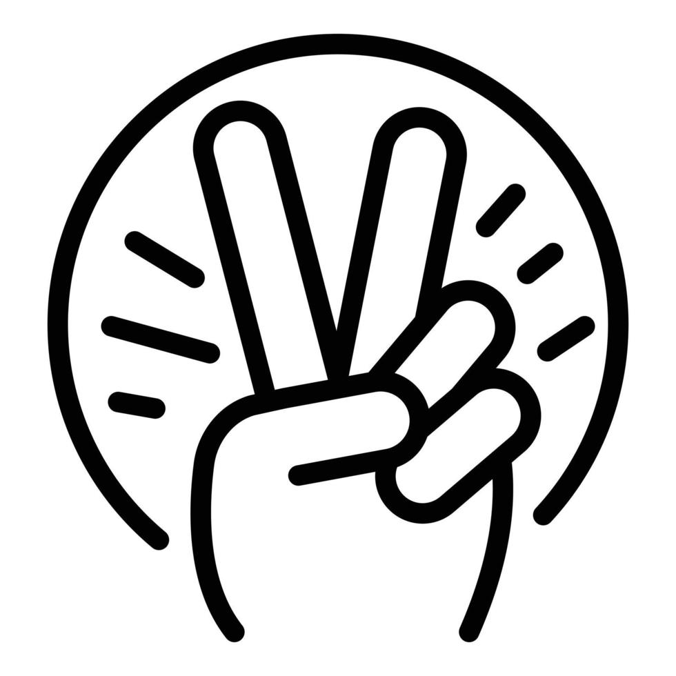 Hand two fingers icon, outline style vector
