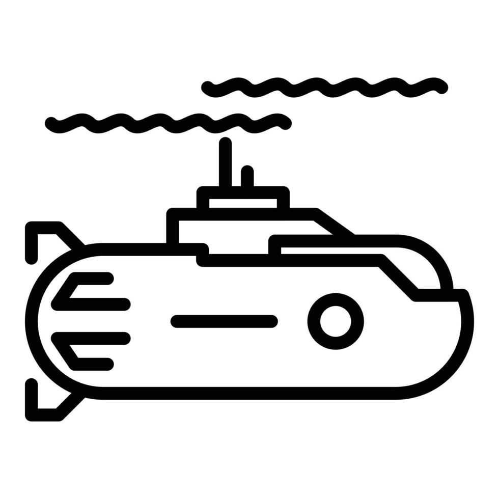 Nuclear submarine icon, outline style vector