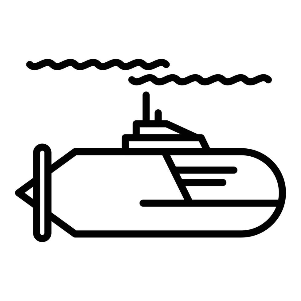 icono de submarino de viaje, estilo de esquema vector