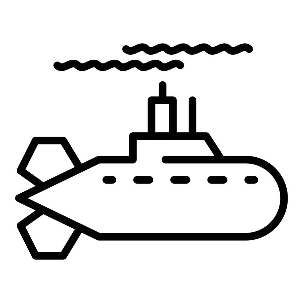 Fast submarine icon, outline style vector