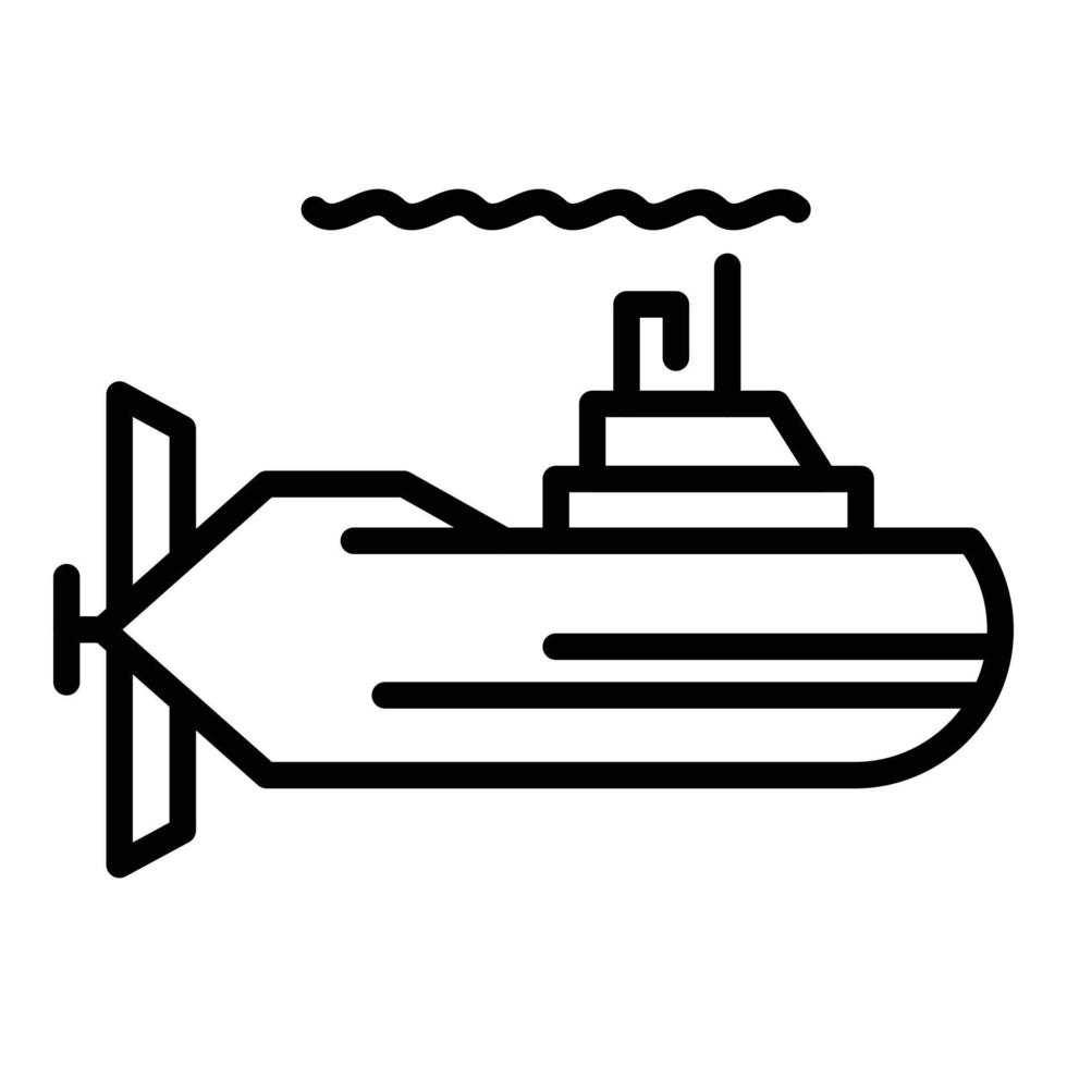 icono de submarino periscopio, estilo de esquema vector