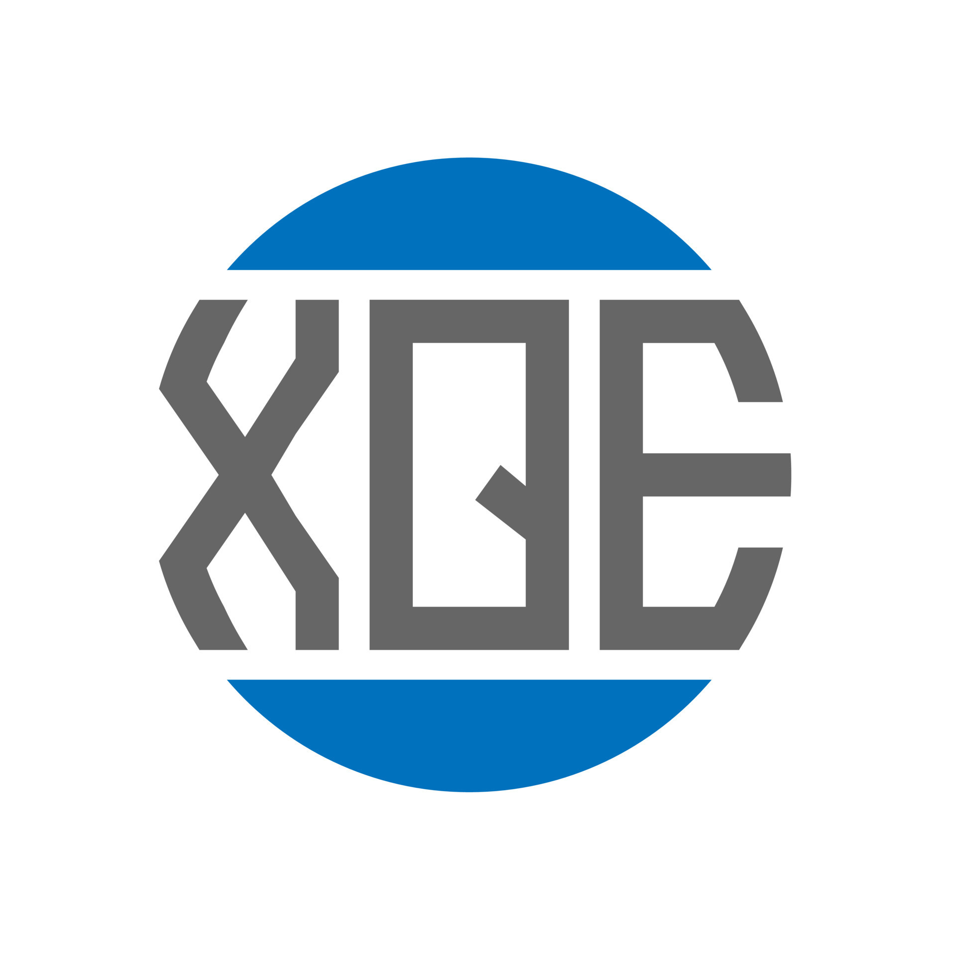 XQE letter logo design on white background. XQE creative initials