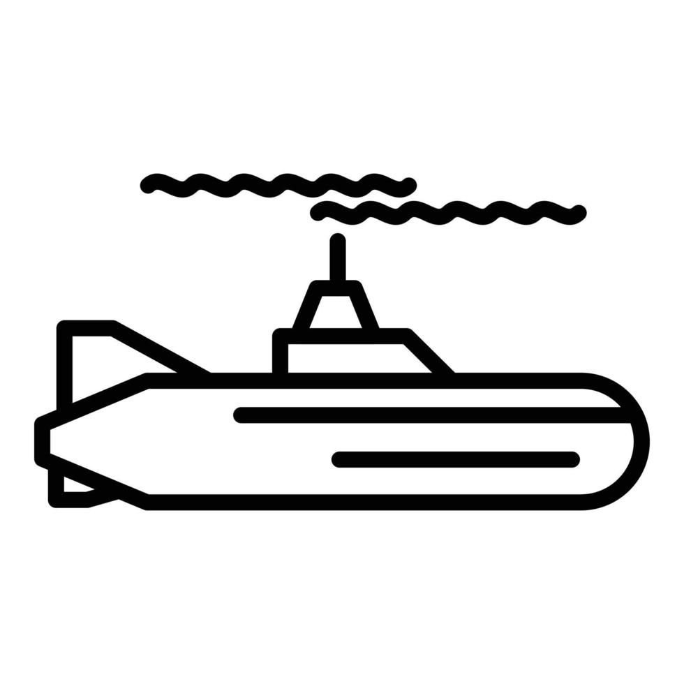 icono de barco submarino, estilo de contorno vector