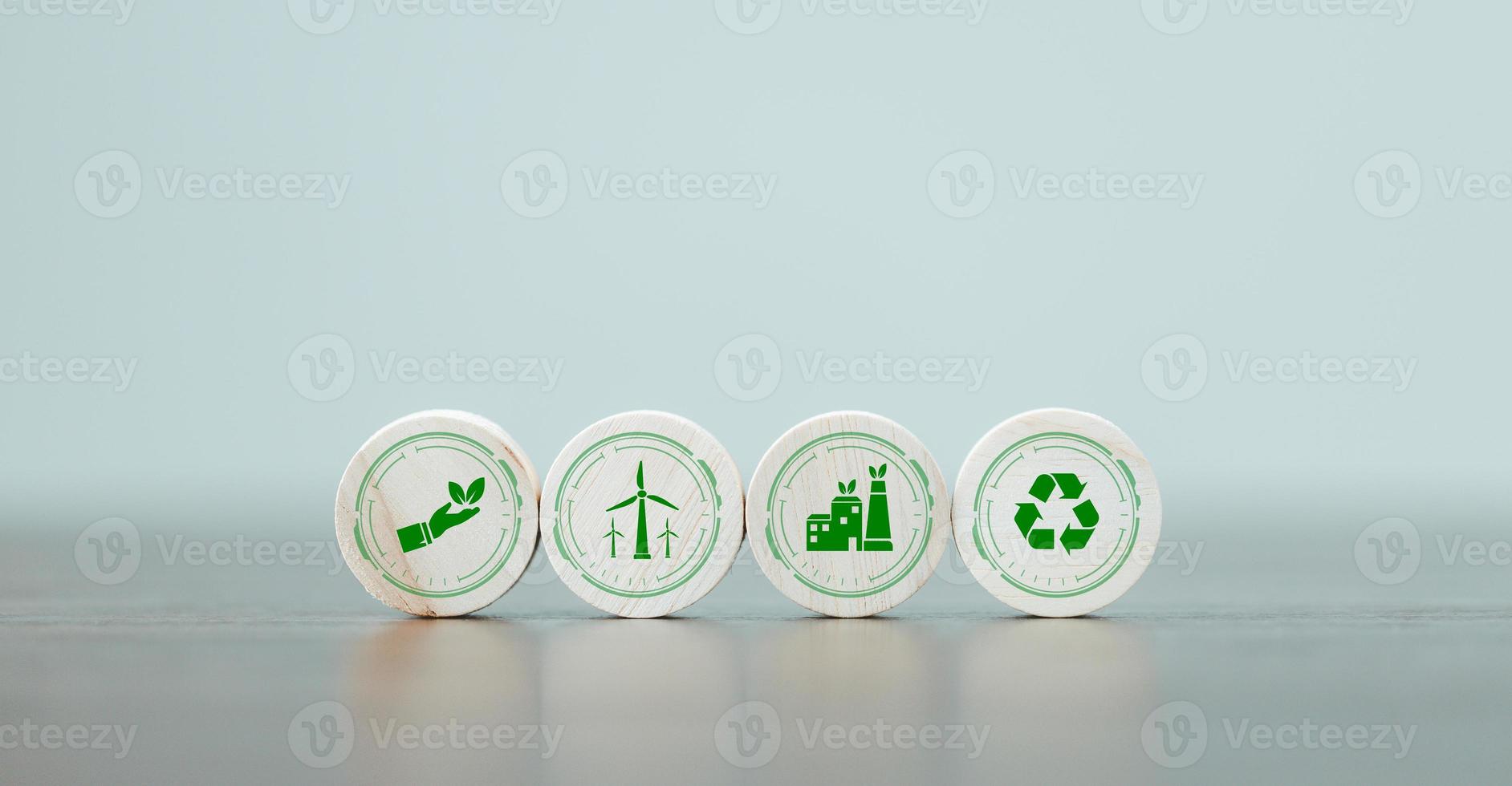 Companies are targeting net zero greenhouse gas emissions. Carbon credit concept.Tradable certificate to drive industry in direction of low emissions in efficiency cost. Wooden cubes with decrease CO2 photo