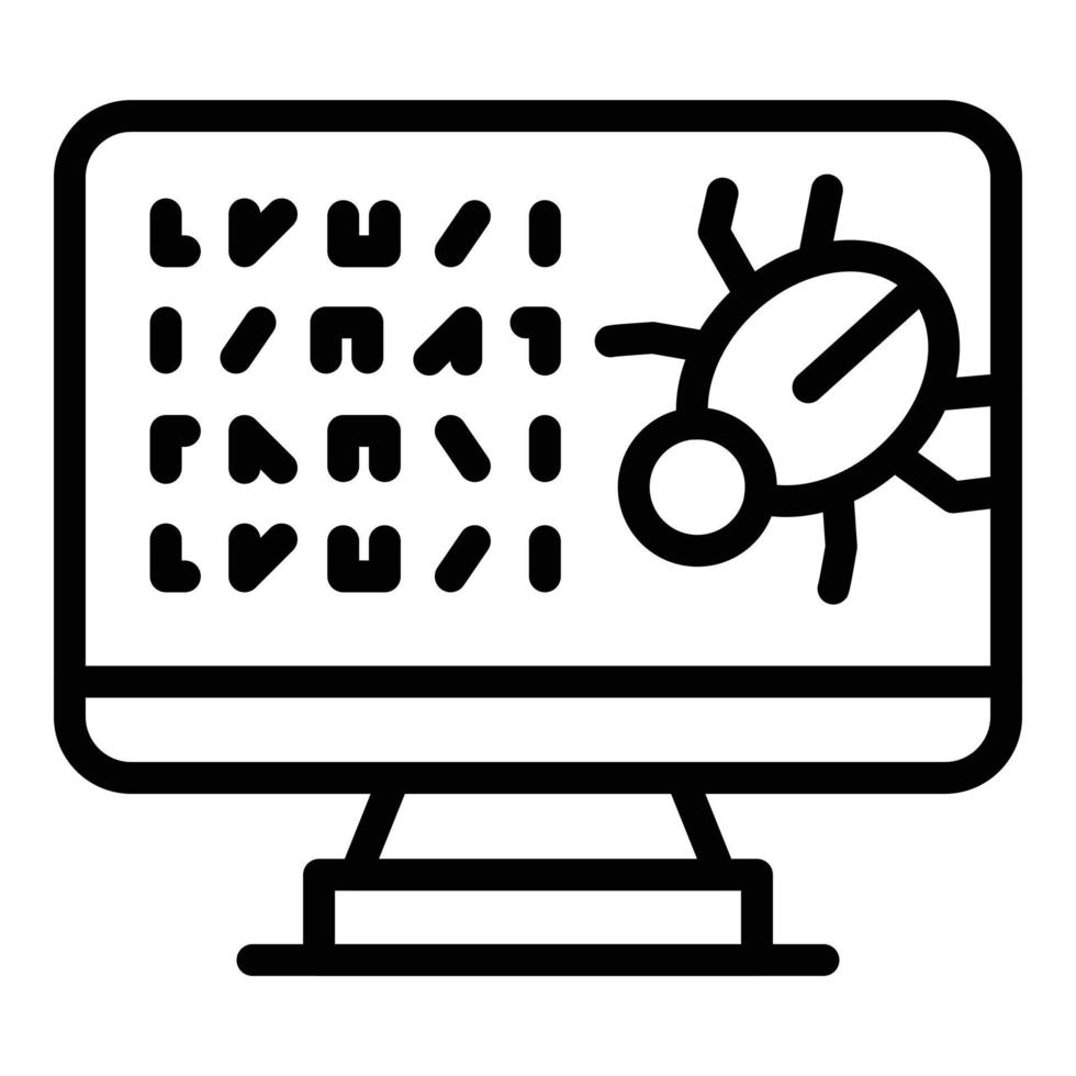 Monitor malware icon, outline style vector