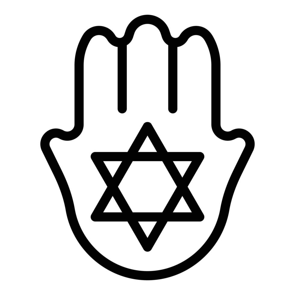 Hamsa hand icon, outline style vector