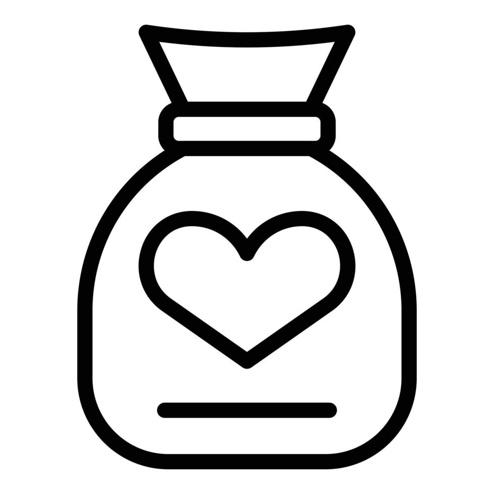 Charity bag icon, outline style vector