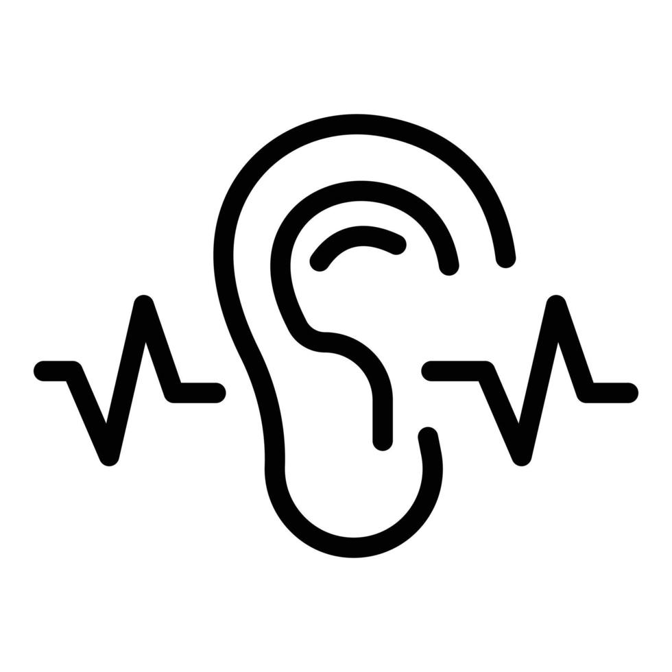 Sound wave ear icon, outline style vector