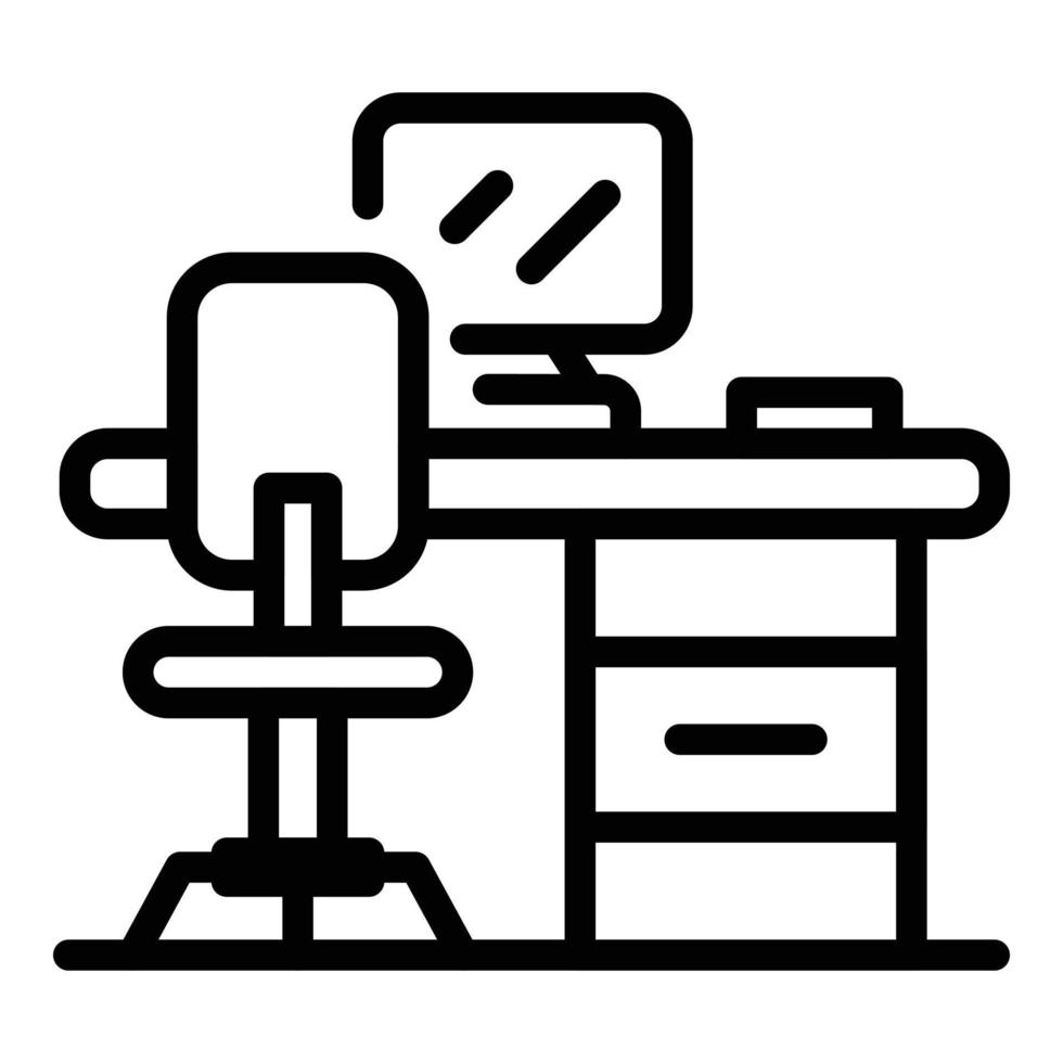 icono de oficina ergonómica, estilo de contorno vector