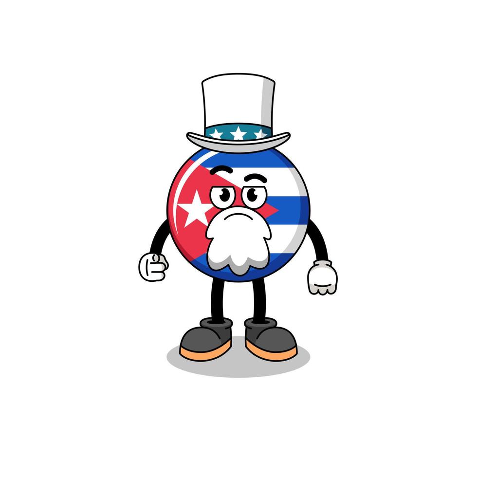 Illustration of cuba flag cartoon with i want you gesture vector