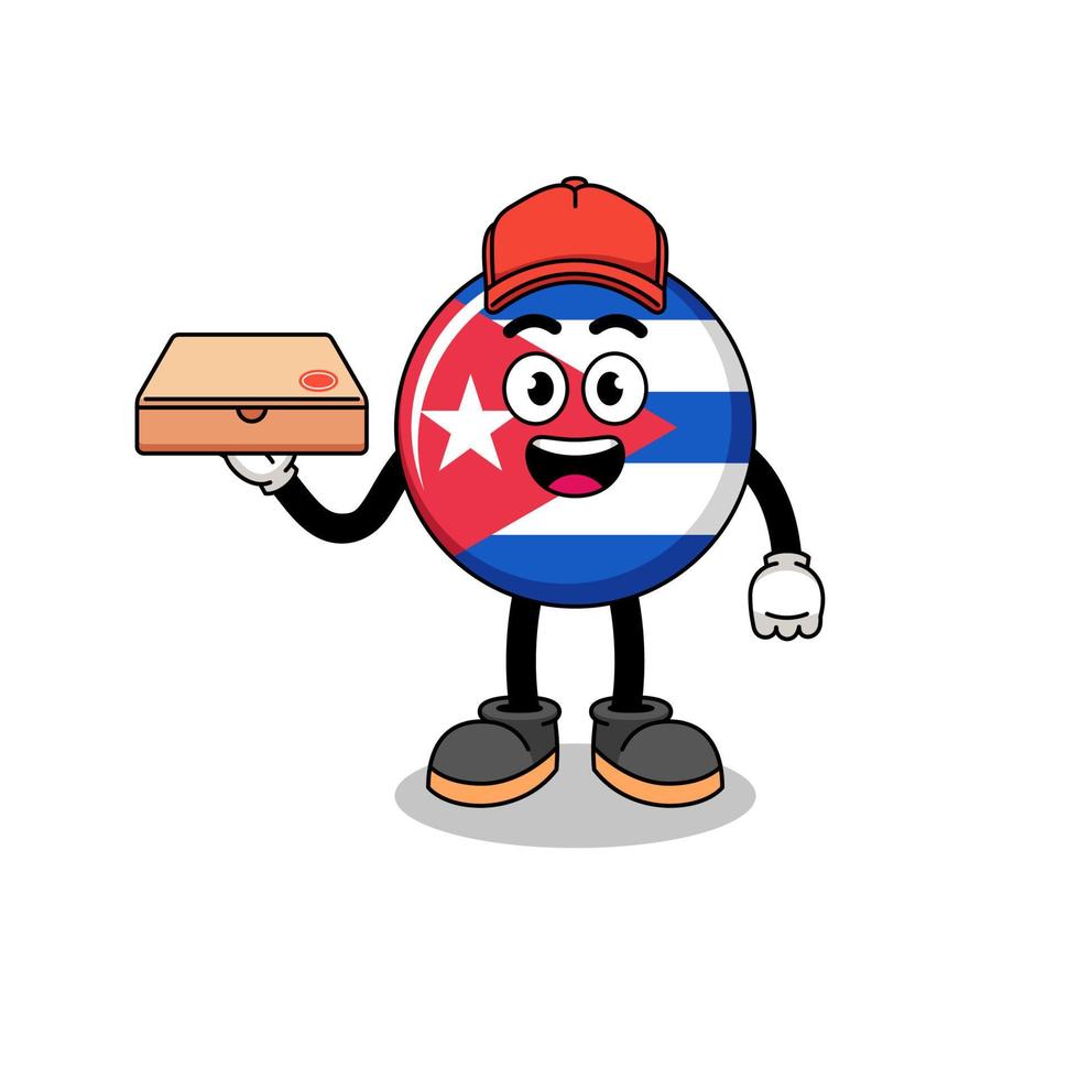 ilustración de la bandera de cuba como repartidor de pizza vector