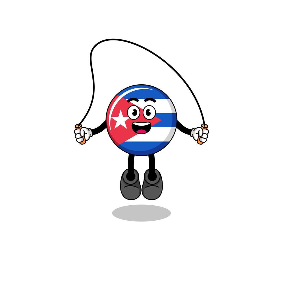 cuba flag mascot cartoon is playing skipping rope vector