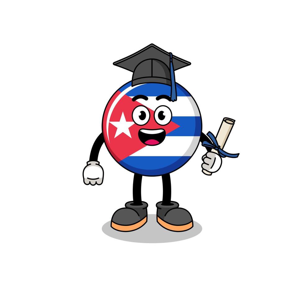 cuba flag mascot with graduation pose vector