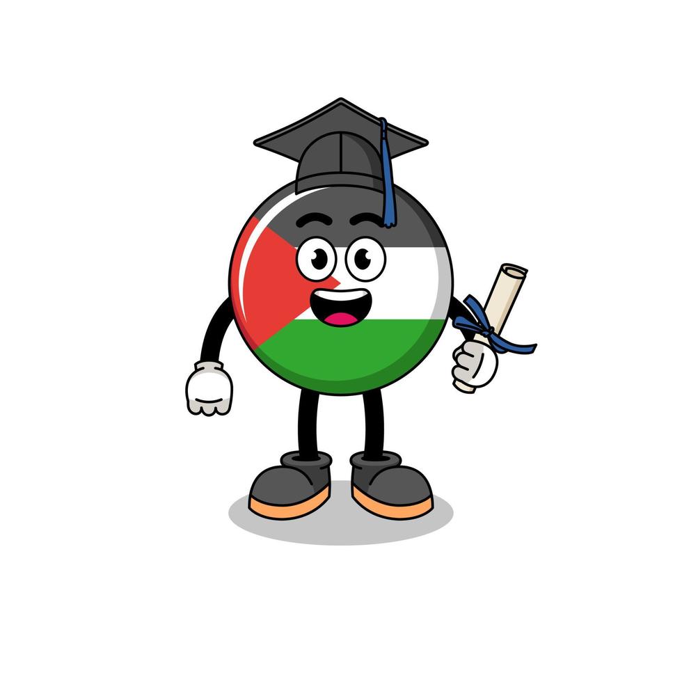 palestine flag mascot with graduation pose vector