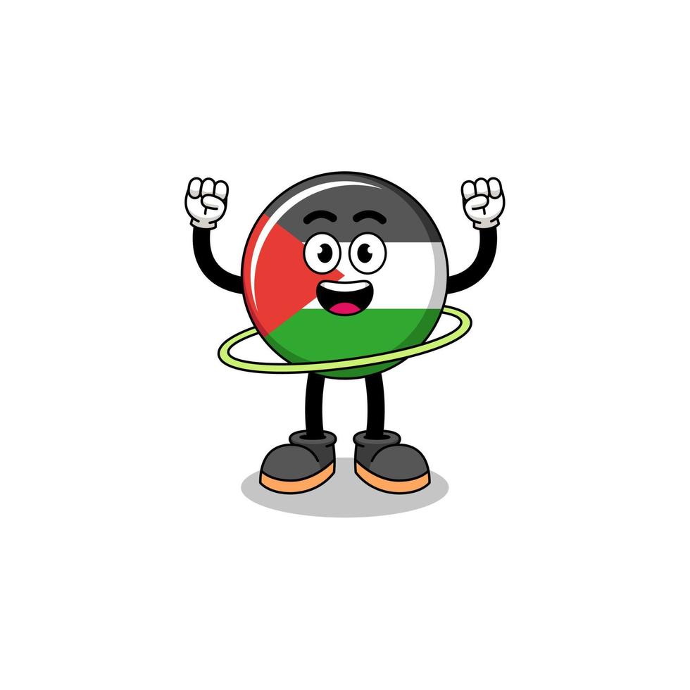 ilustración de personaje de bandera palestina jugando hula hoop vector