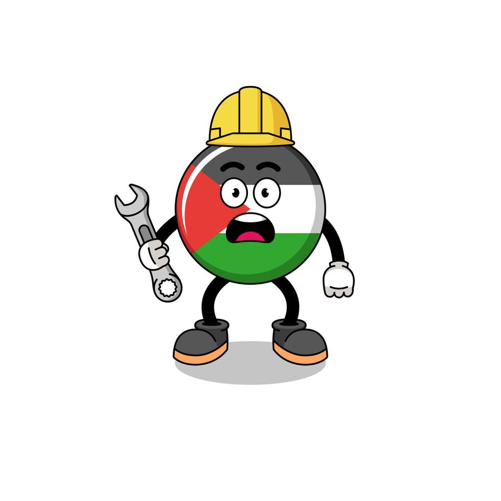 ilustración de personaje de bandera palestina con error 404 vector