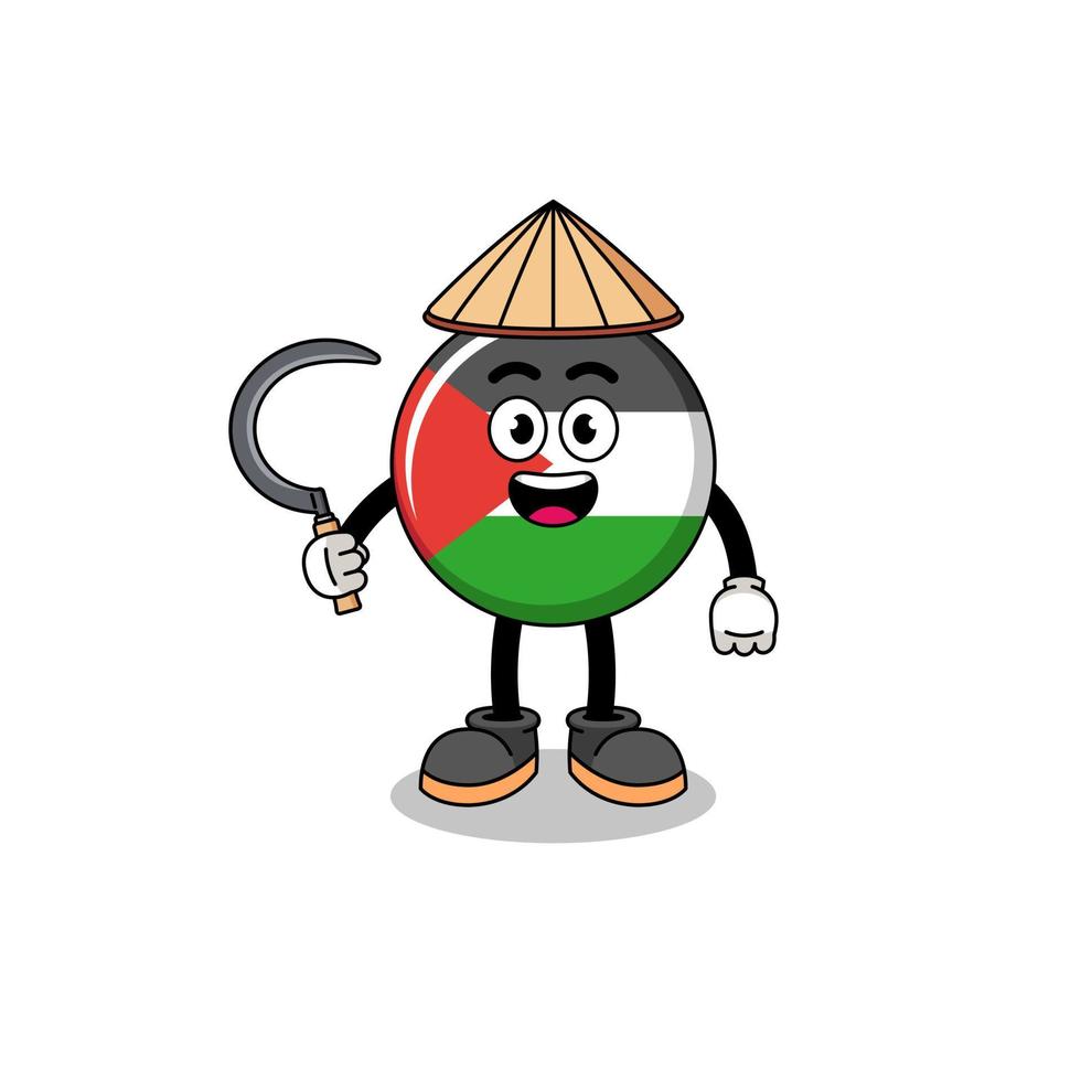 Illustration of palestine flag as an asian farmer vector