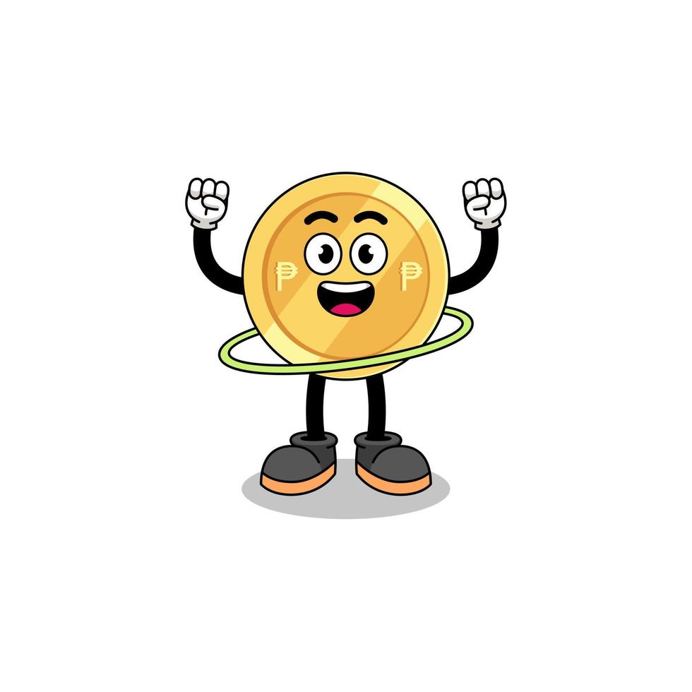 Character Illustration of philippine peso playing hula hoop vector