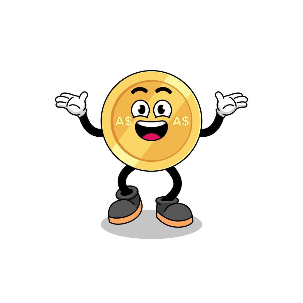 australian dollar cartoon searching with happy gesture vector