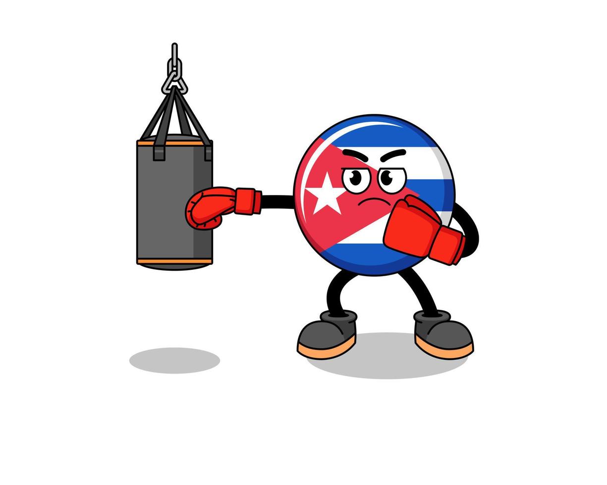 ilustración del boxeador de la bandera de cuba vector