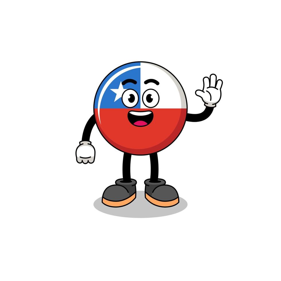 chile flag cartoon doing wave hand gesture vector