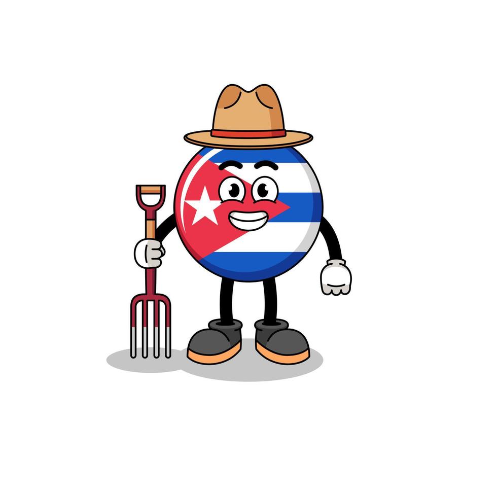 caricatura, mascota, de, cuba, bandera, granjero vector