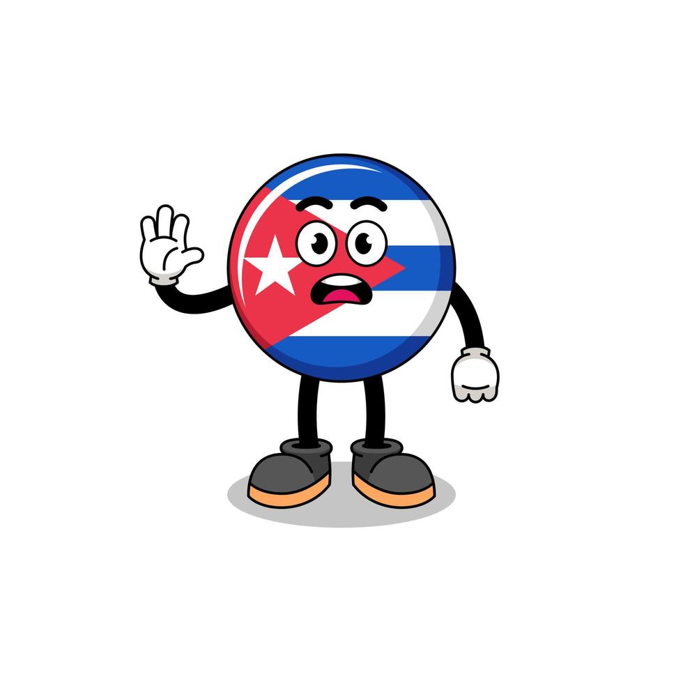 cuba flag cartoon illustration doing stop hand vector
