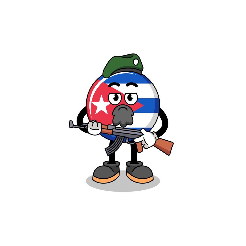 caricatura de personaje de la bandera de cuba como fuerza especial vector