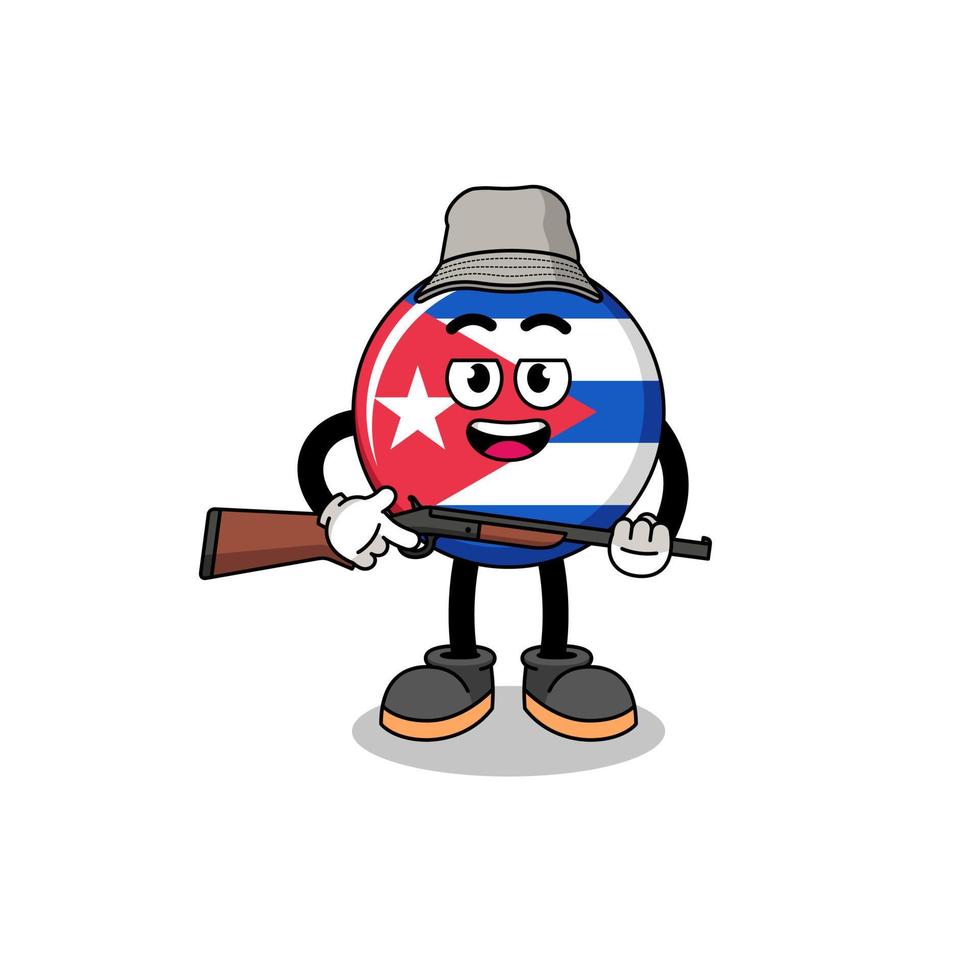 Cartoon Illustration of cuba flag hunter vector