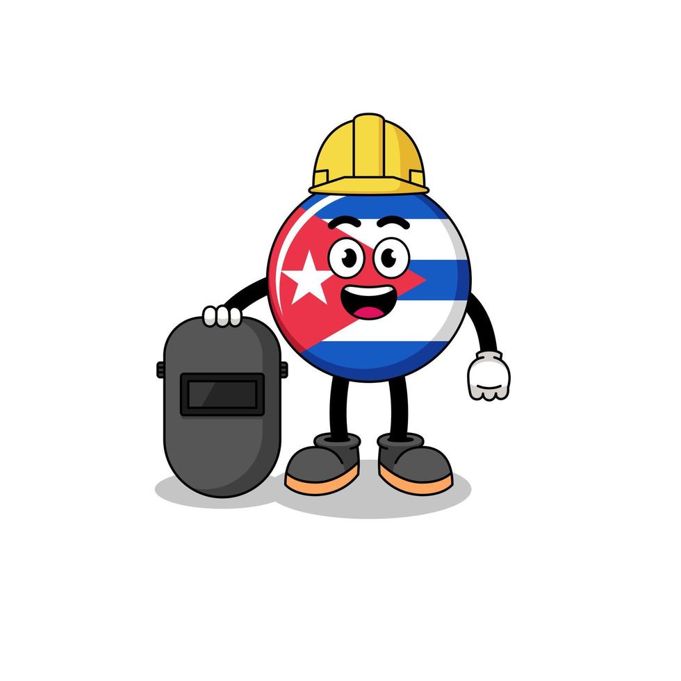 Mascot of cuba flag as a welder vector