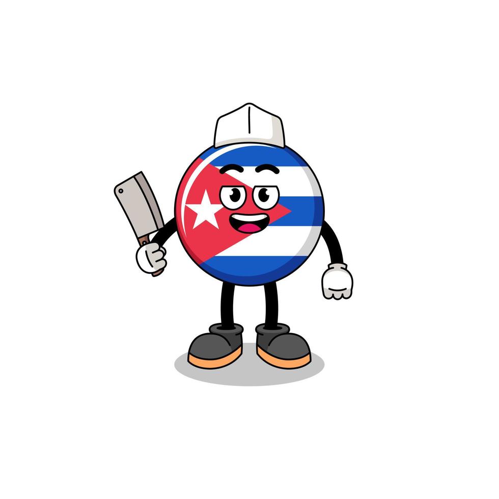 Mascot of cuba flag as a butcher vector