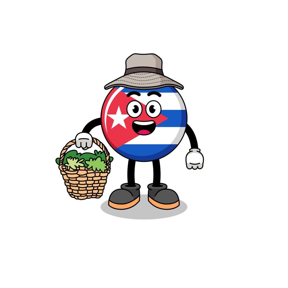 ilustración de personaje de la bandera de cuba como herbolario vector