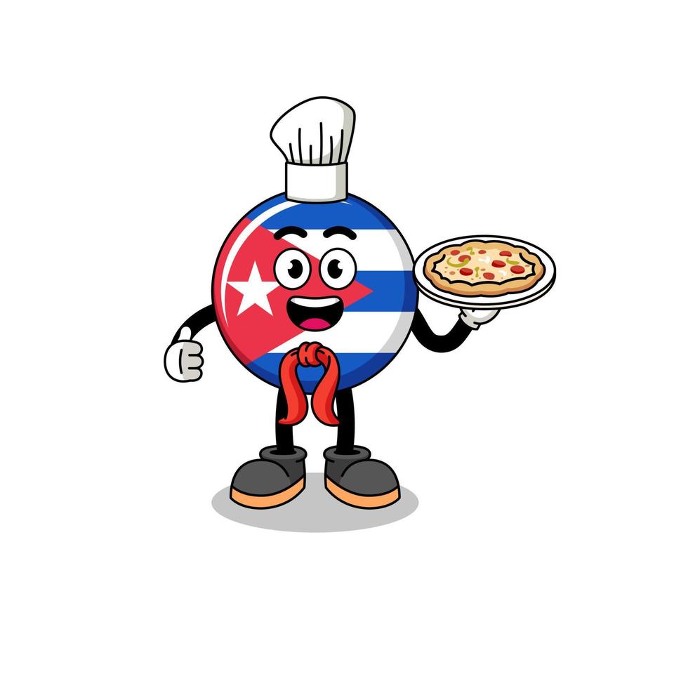 Illustration of cuba flag as an italian chef vector