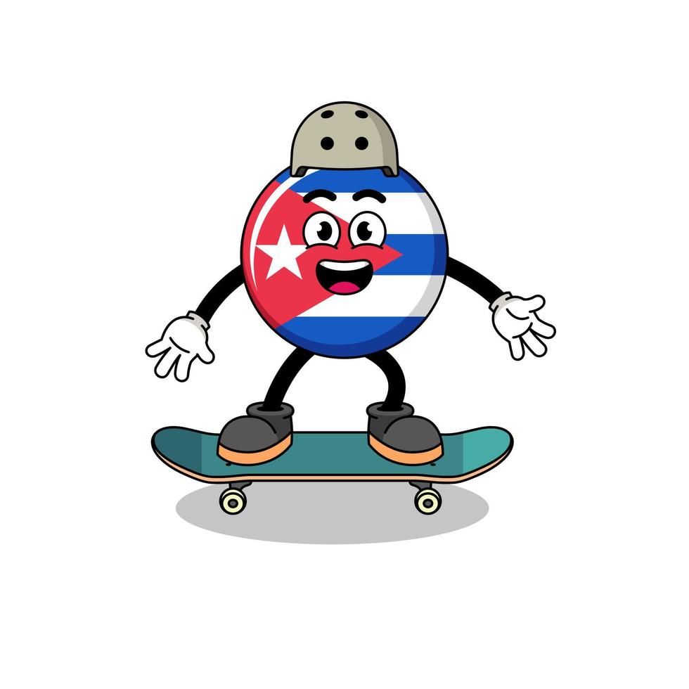 cuba flag mascot playing a skateboard vector