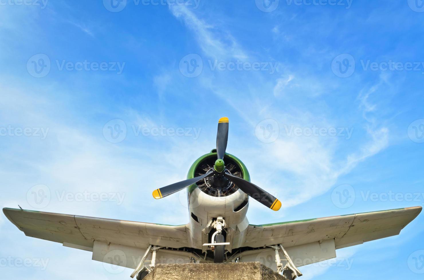 Fighter aircraft in world war 2 on sky background photo